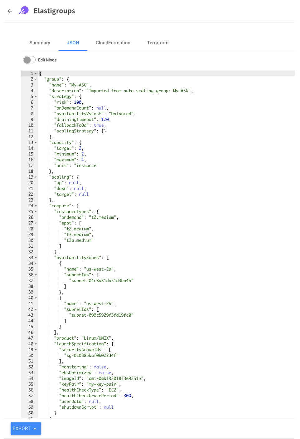 导入自动伸缩功能组,多个导出选项